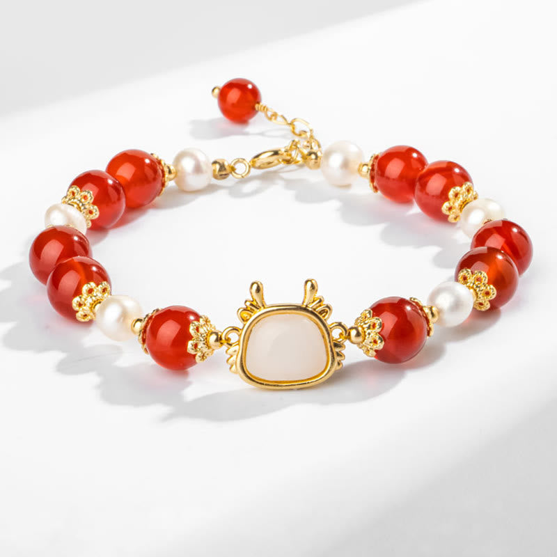 Bracelet de protection Dragon Fu en agate rouge, perles de 8 mm
