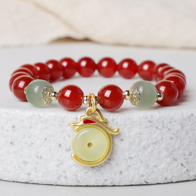 Bracelet de la paix en jade et agate rouge | Succès et protection