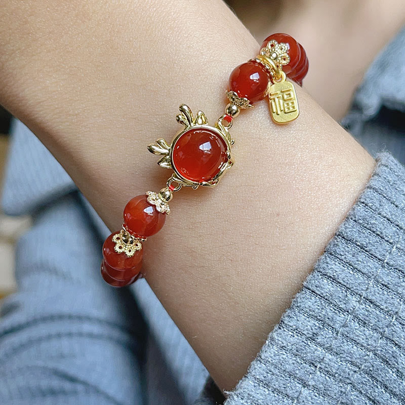 Bracelet de la paix en jade et agate rouge | Succès et protection