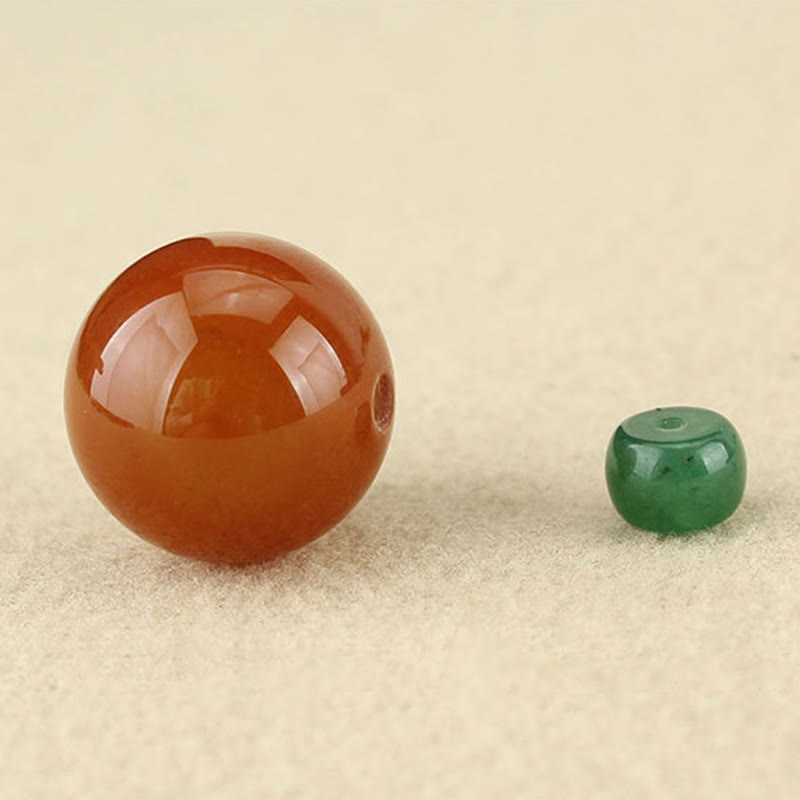 Collier apaisant en cuir avec agate rouge et aventurine verte