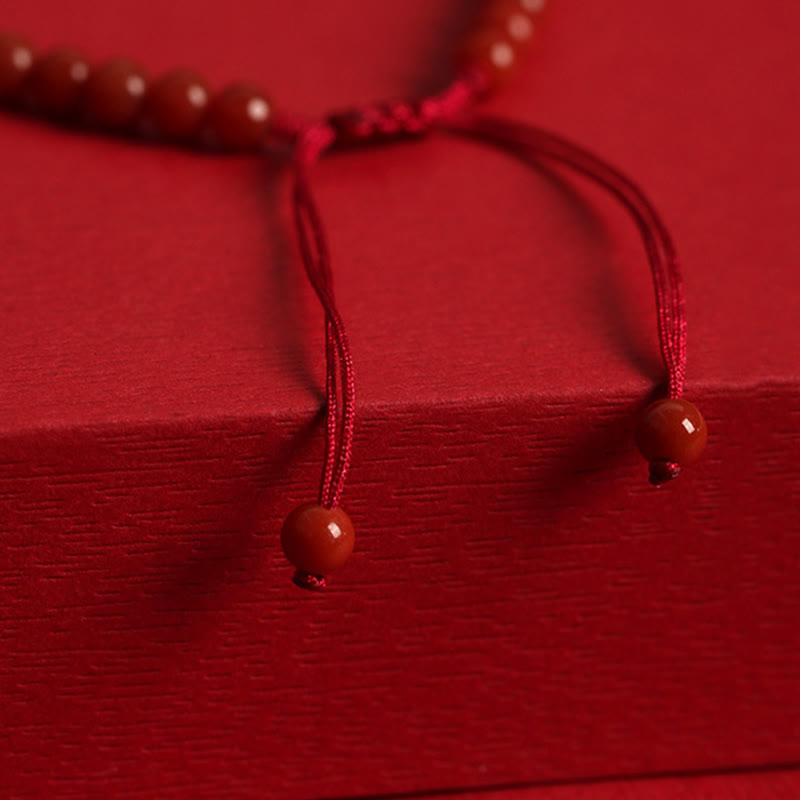 Bracelet de confiance en agate rouge et jade Hetian avec boucle de paix