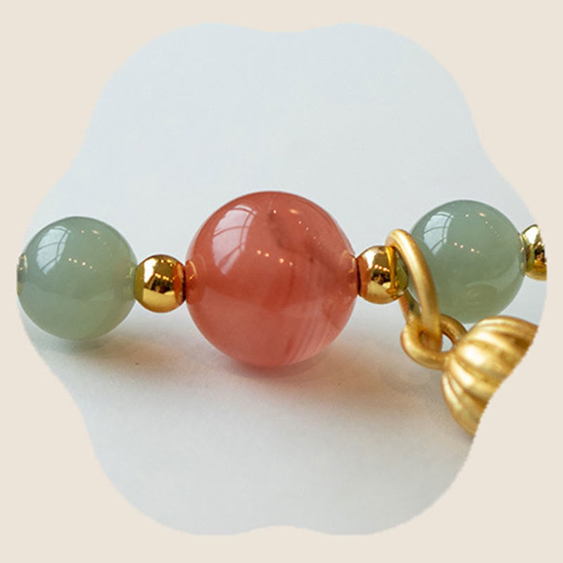 Bracelet de confiance en agate rouge et jade lotus