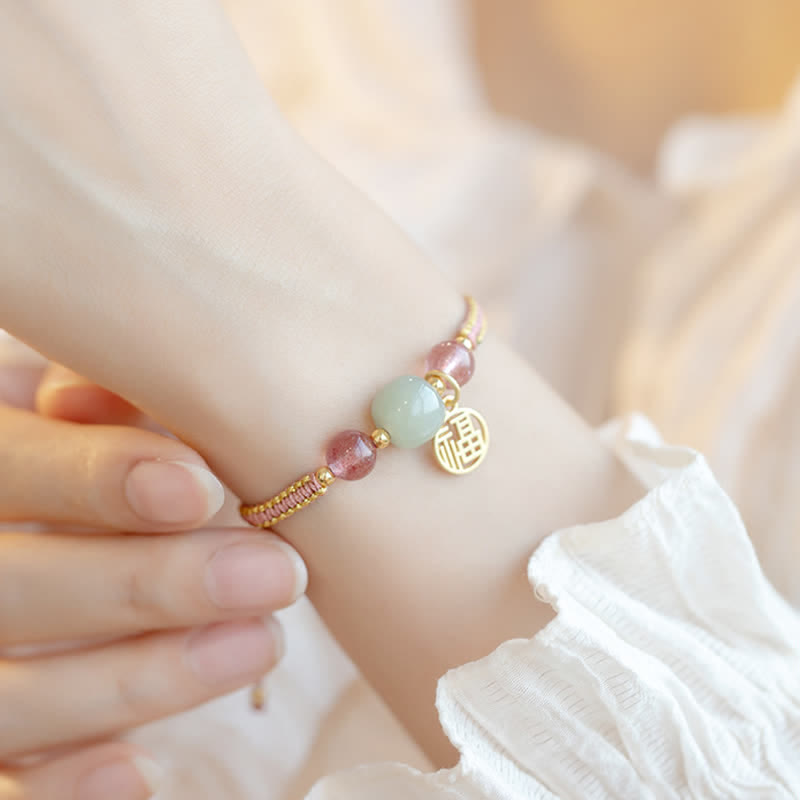 Bracelet de confiance en agate rouge et jade lotus