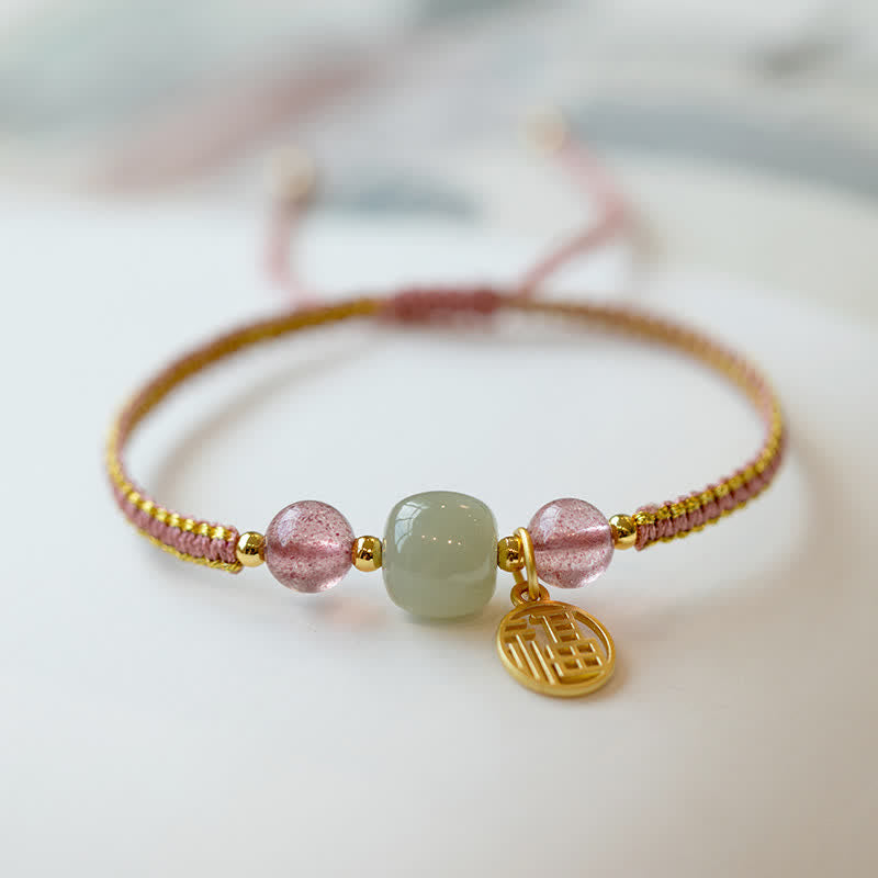Bracelet de confiance en agate rouge et jade lotus