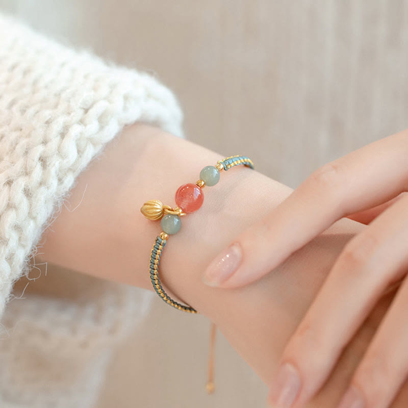 Bracelet de confiance en agate rouge et jade lotus