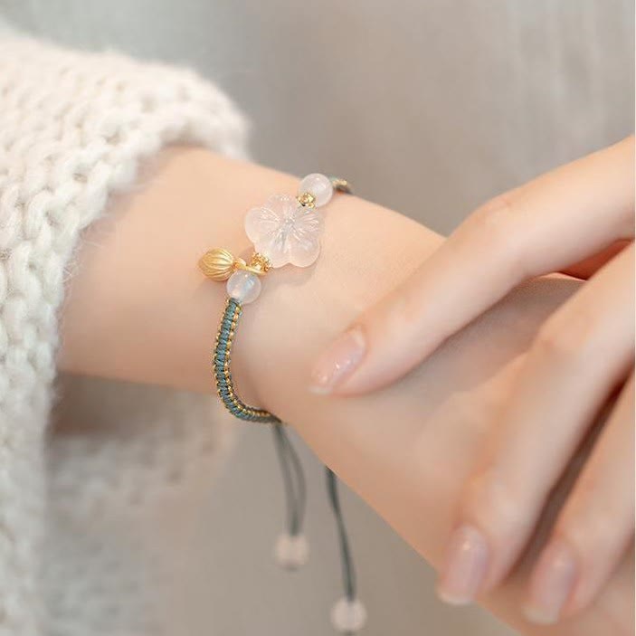 Bracelet de confiance en agate rouge et jade lotus