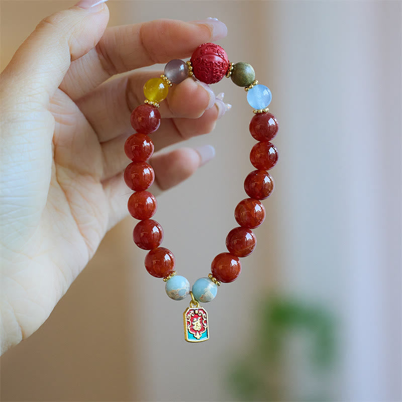 Bracelet de confiance en agate rouge, talisman de paix, perles de 10 mm