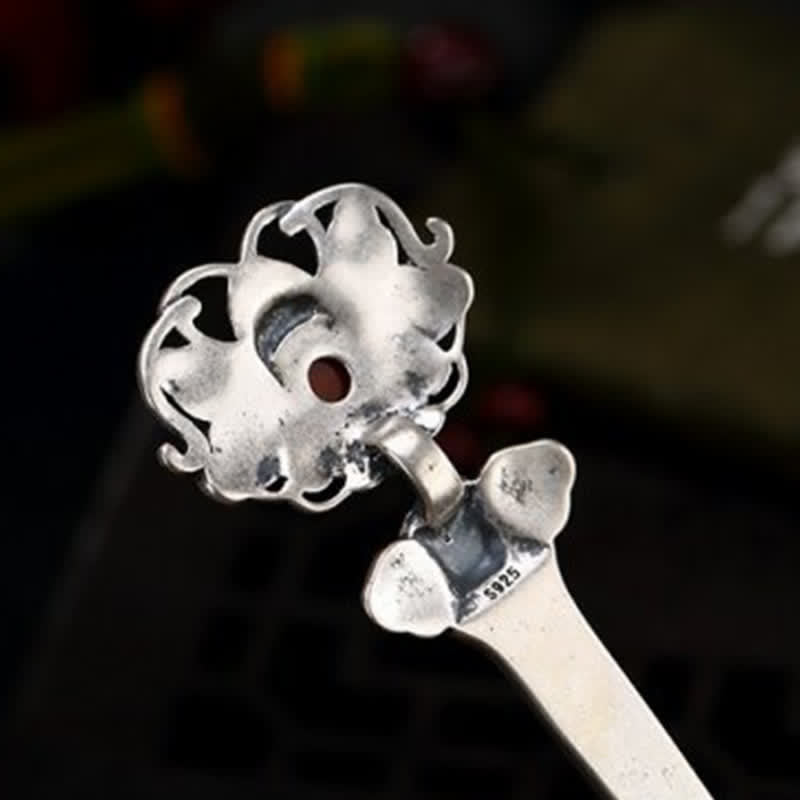 Épingle à cheveux en agate rouge et fleur de pivoine | Confiance et calme 13,4 cm