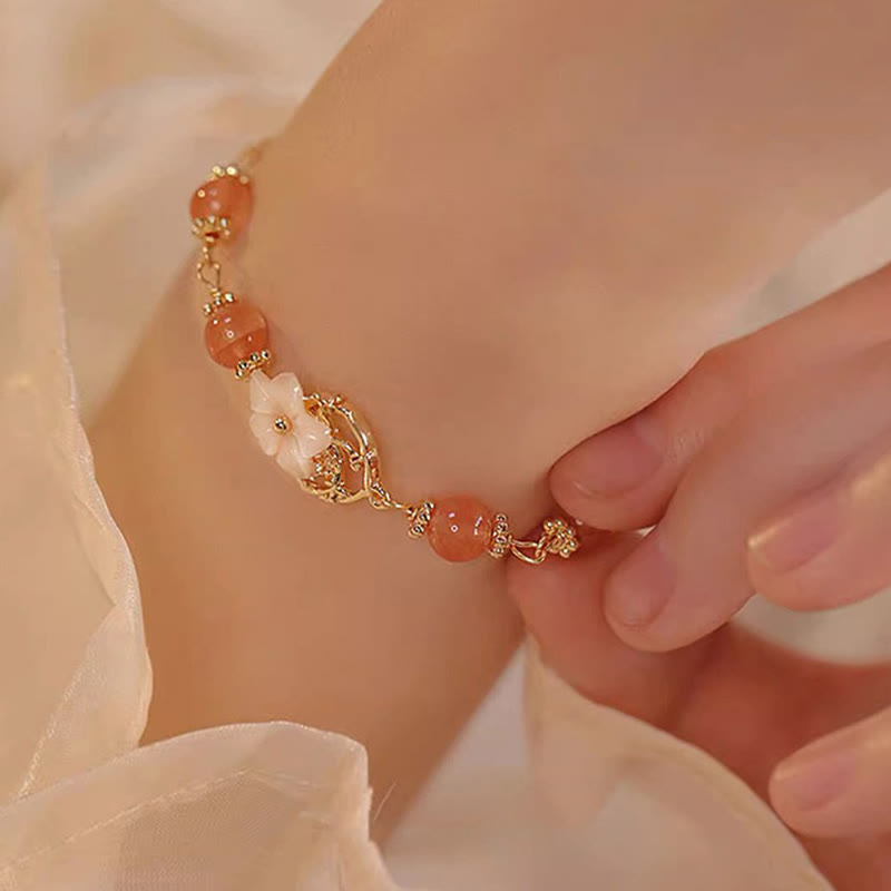 Bracelet de confiance en agate rouge Tridacna pour une force calme