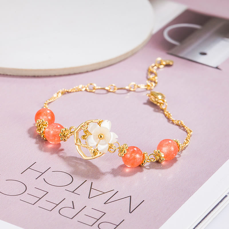 Bracelet de confiance en agate rouge Tridacna pour une force calme