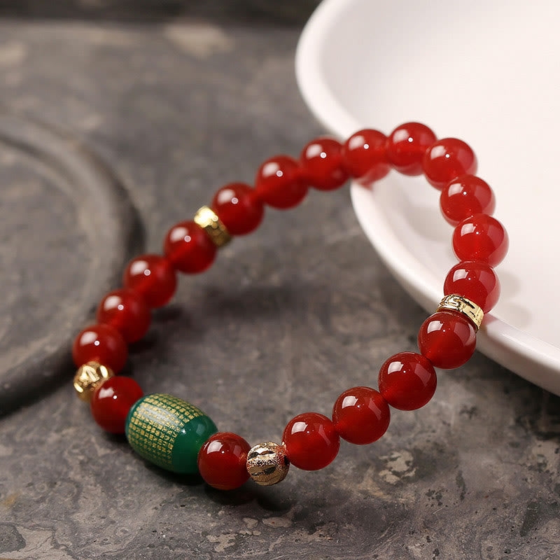 Bracelet en agate rouge verte pour le calme et l'équilibre spirituel