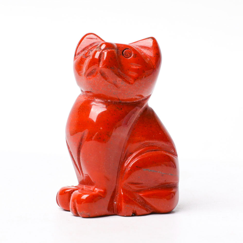 Red Jasper Cat Figurine 1.5in Spiritual Wisdom Statue