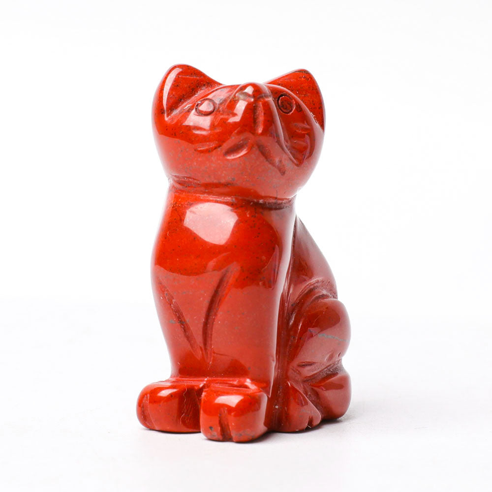 Red Jasper Cat Figurine 1.5in Spiritual Wisdom Statue