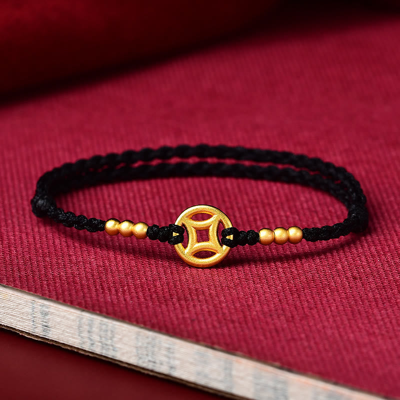 Bracelet en fil rouge pour la force et la protection | Pièce de cuivre tressée