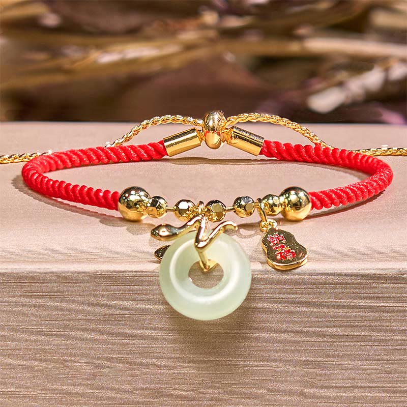Bracelet de la paix en jade rouge pour la chance pendant l'année du serpent