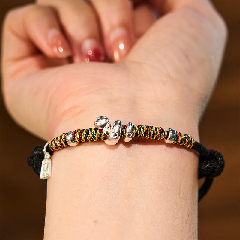 Bracelet de protection serpent en fil rouge et argent