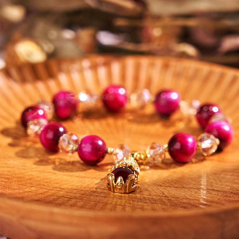 Bracelet de protection Pixiu en œil de tigre rouge pour la confiance en soi