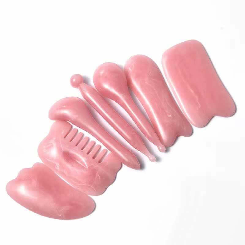 Ensemble d'outils de massage corporel complet en résine Gua Sha pour les soins du visage