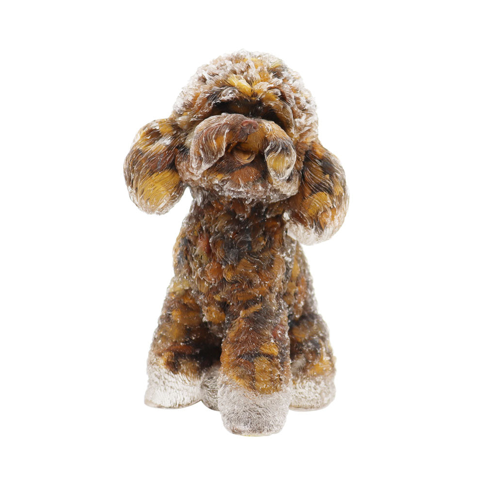 Resin Toy Poodle Figurine with Tiger Eye Effect | Spiritual Animal Decor