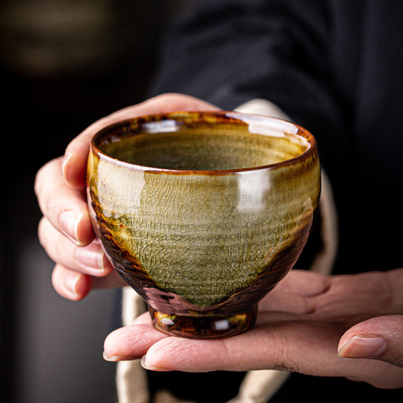 Tasse à thé zen en céramique marron rétro 130 ml Tasse de méditation