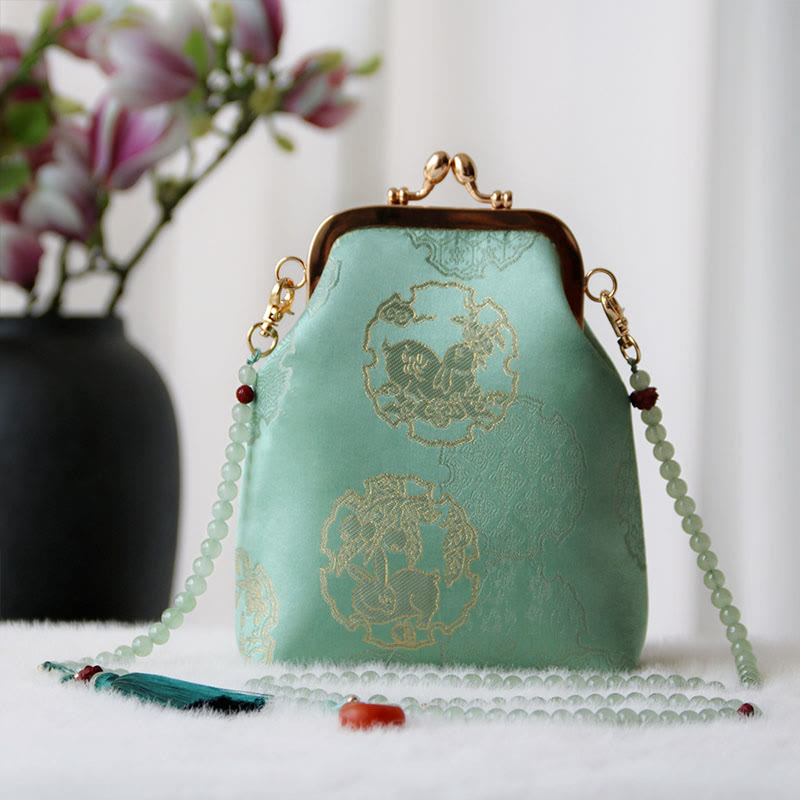 Sac à bandoulière rétro en chaîne de perles brodées chinoises 14 x 6 x 18 cm