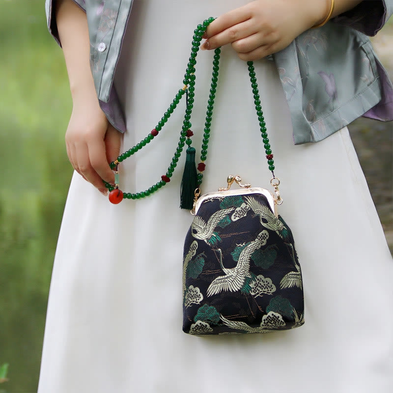 Sac à bandoulière rétro en chaîne de perles brodées chinoises 14 x 6 x 18 cm