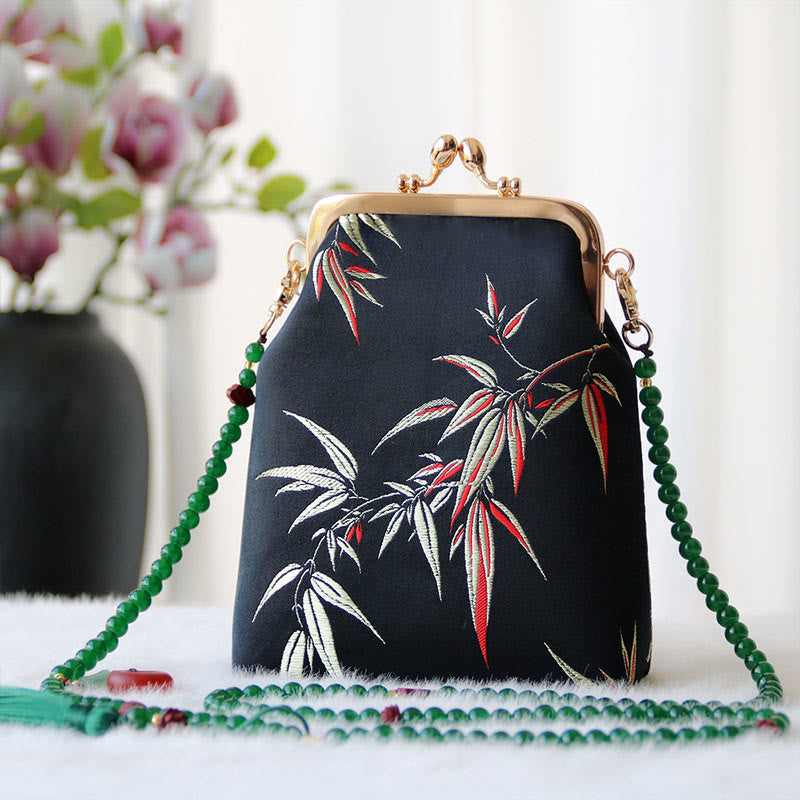 Sac à bandoulière rétro en chaîne de perles brodées chinoises 14 x 6 x 18 cm