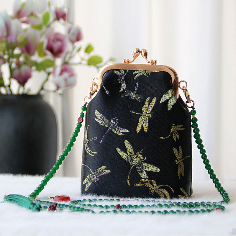 Sac à bandoulière rétro en chaîne de perles brodées chinoises 14 x 6 x 18 cm