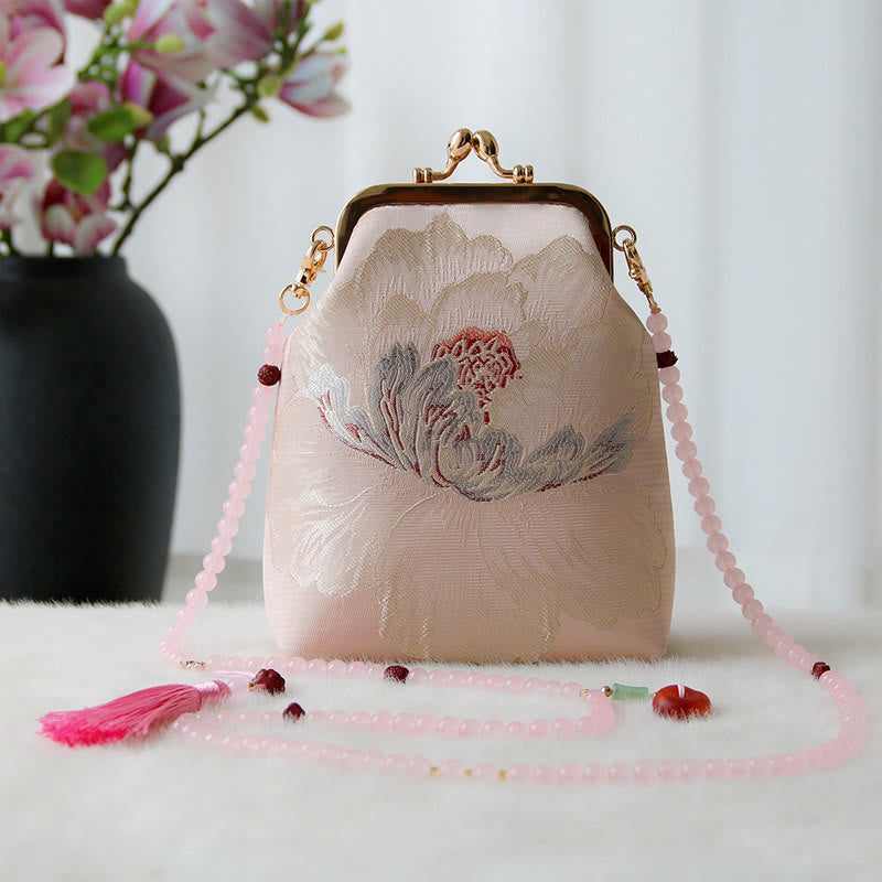Sac à bandoulière rétro en chaîne de perles brodées chinoises 14 x 6 x 18 cm