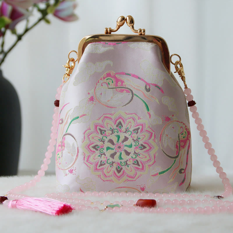 Sac à bandoulière rétro en chaîne de perles brodées chinoises 14 x 6 x 18 cm