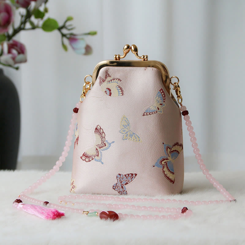 Sac à bandoulière rétro en chaîne de perles brodées chinoises 14 x 6 x 18 cm
