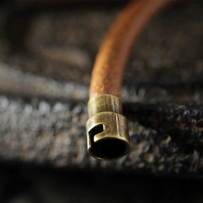 Bracelet spirituel rétro en cuir et cuivre pour la chance et la guérison