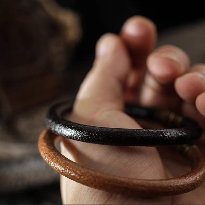 Bracelet spirituel rétro en cuir et cuivre pour la chance et la guérison