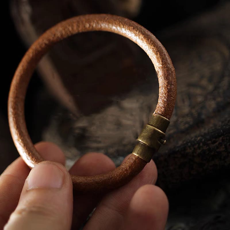 Bracelet spirituel rétro en cuir et cuivre pour la chance et la guérison