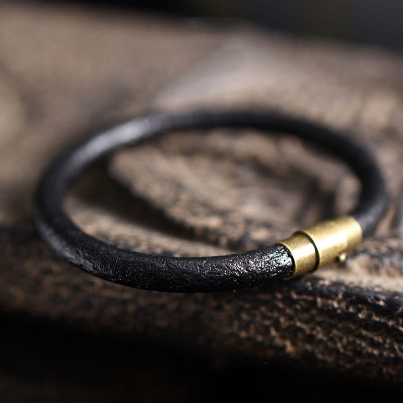 Bracelet spirituel rétro en cuir et cuivre pour la chance et la guérison