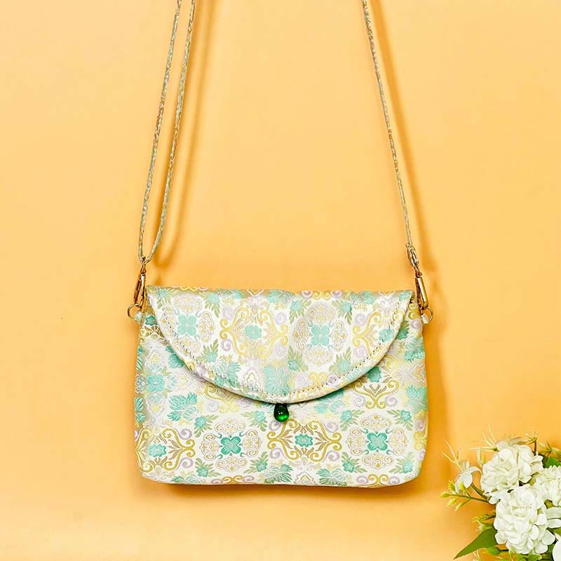 Sac bandoulière bohème rétro en polyester et coton à fleurs