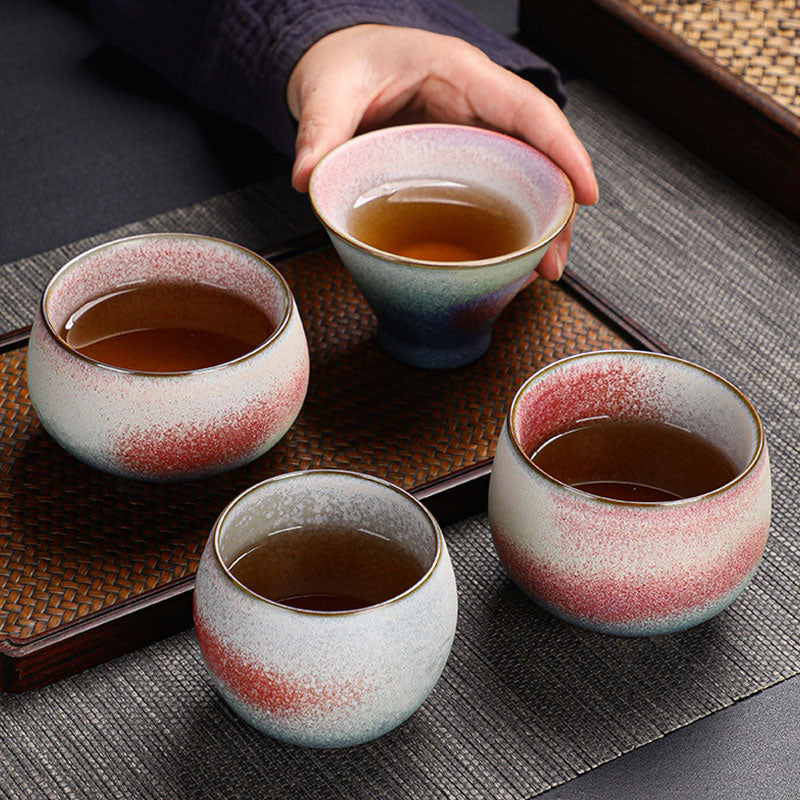 Tasse à thé en céramique rétro rouge dégradé 160 ml
