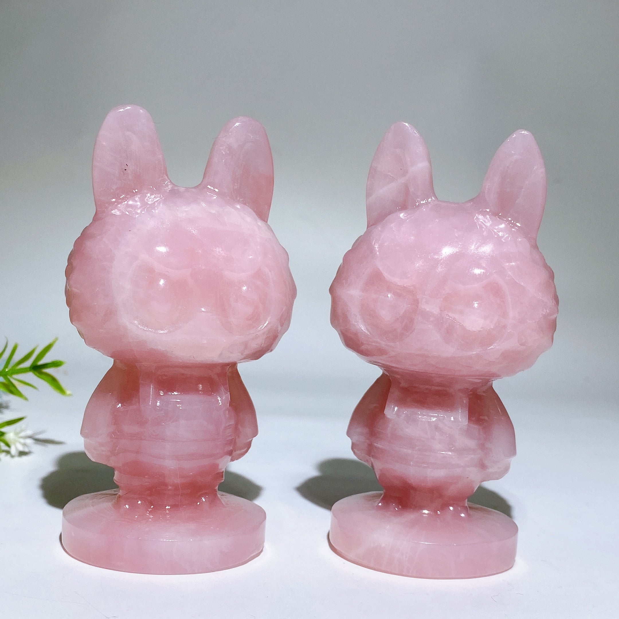 Figurine de lapin en cristal de guérison en quartz rose de 10,4 cm