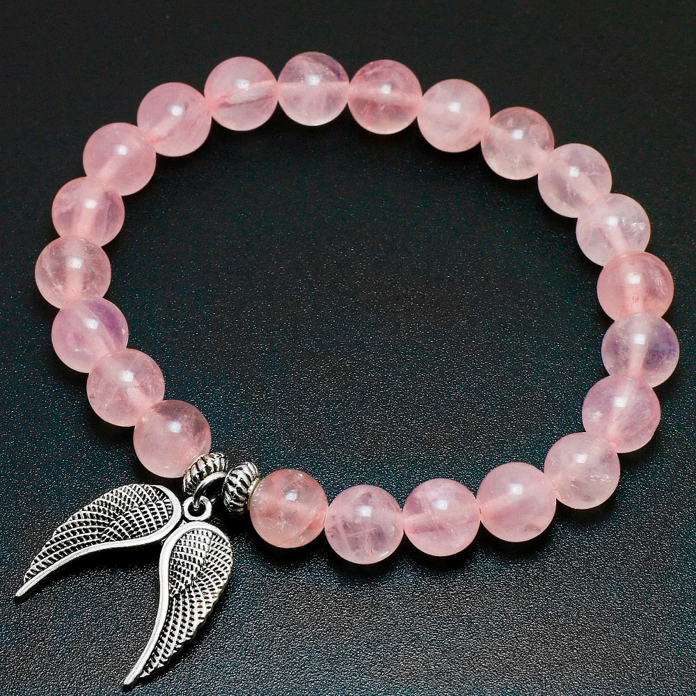 Bracelet en pierres précieuses d'amour angélique en quartz rose