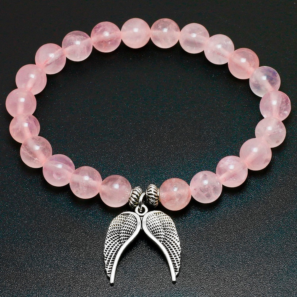 Bracelet en pierres précieuses d'amour angélique en quartz rose