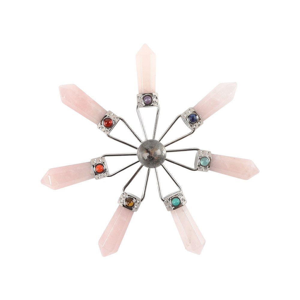 Générateur d'énergie des chakras en quartz rose de 11,7 cm de diamètre