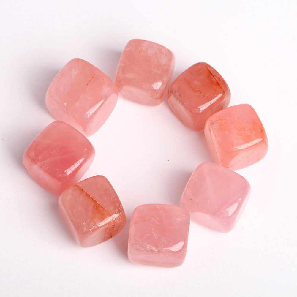 Cube de cristal de quartz rose 0,78 po, pierre d'énergie de guérison