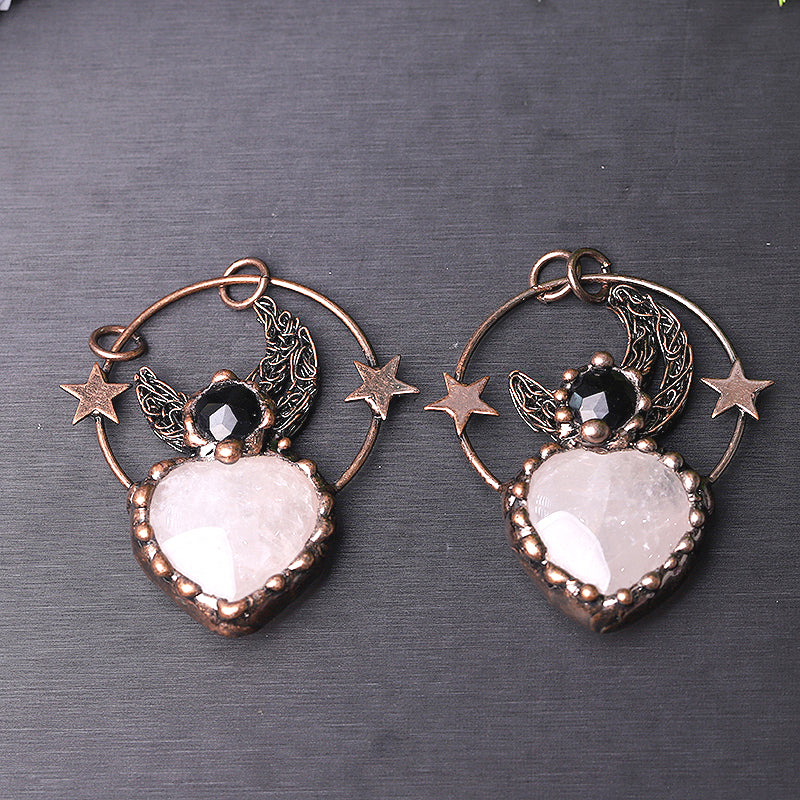 Rose Quartz Heart Pendant 2.5 Inch for Emotional Healing