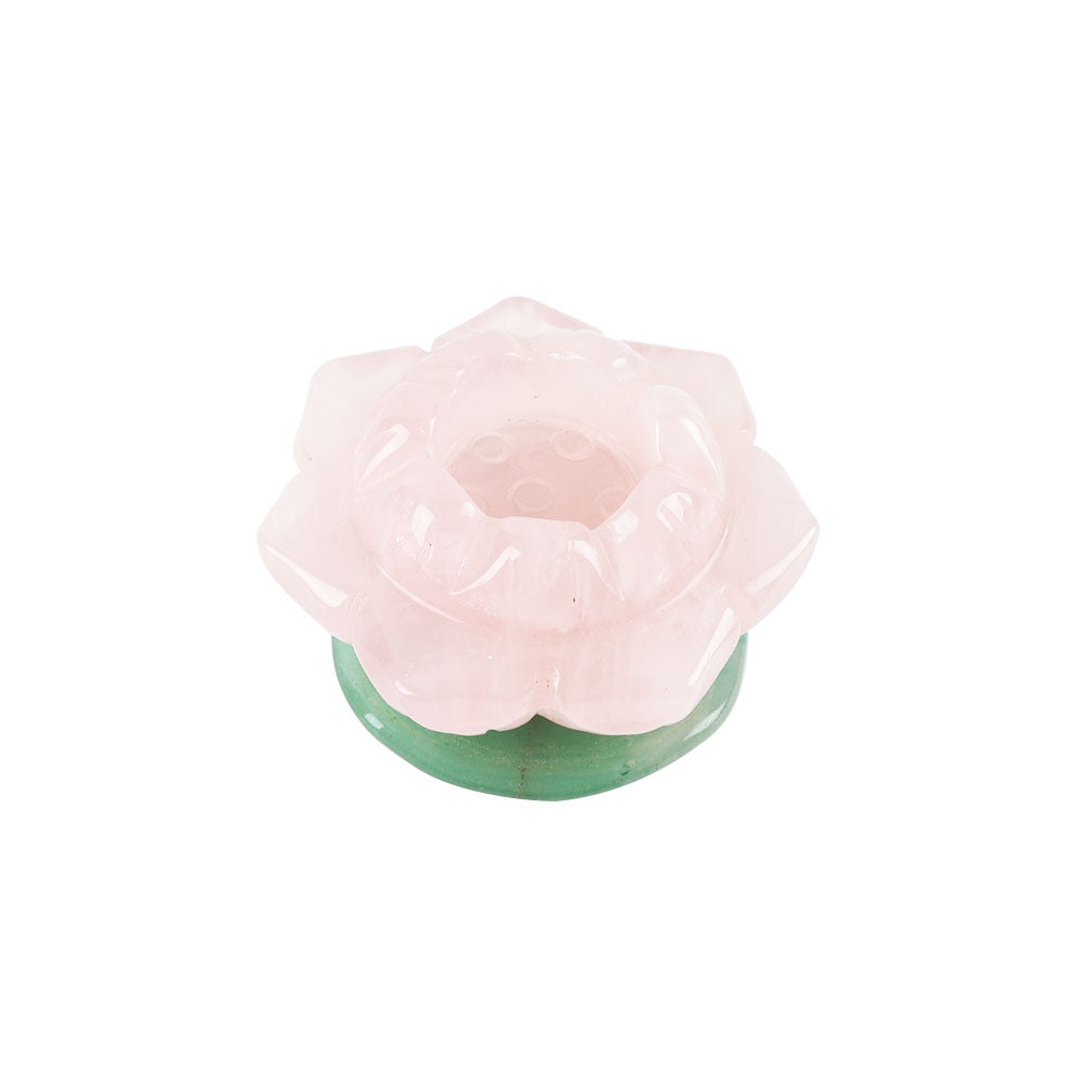 Figurine en cristal de lotus en quartz rose, sculpture de 4,8 cm