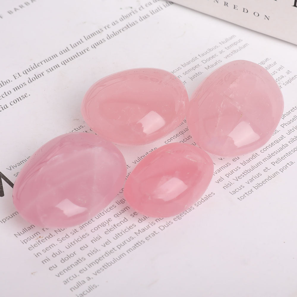 Pierre de paume en quartz rose de 1,5 à 2,1 pouces, cristal de guérison