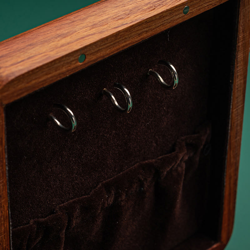 Coffret à bijoux en palissandre avec motif floral et feuilles antiques - Rangement fait main