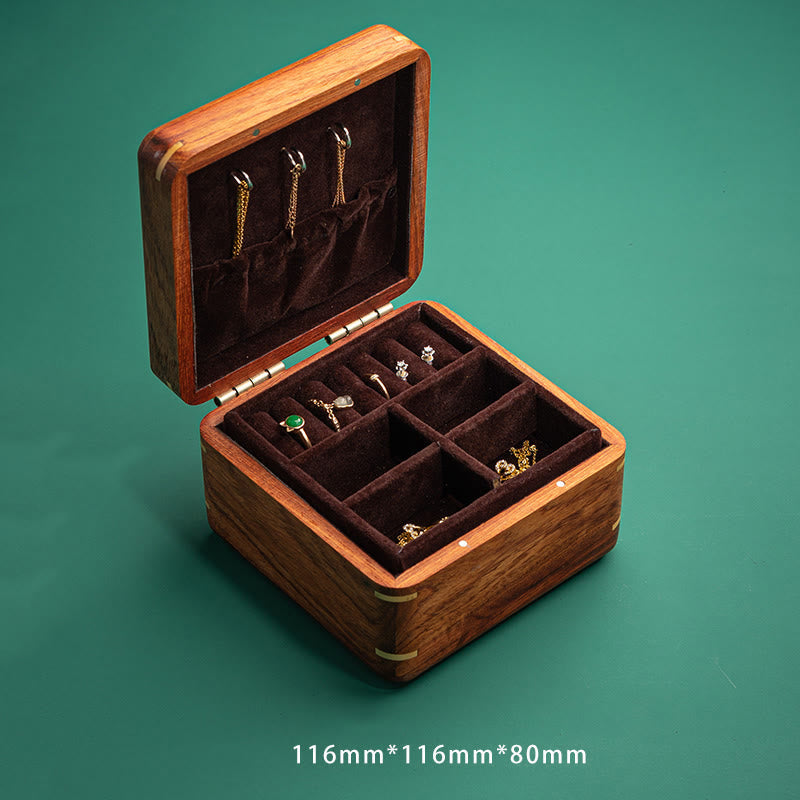 Coffret à bijoux en palissandre avec motif floral et feuilles antiques - Rangement fait main