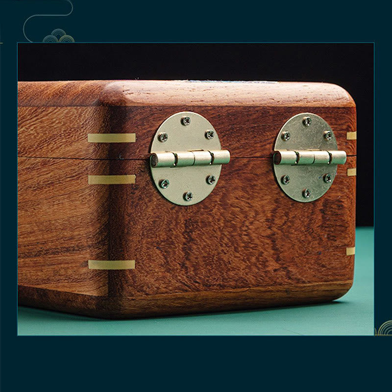 Coffret à bijoux en palissandre avec motif floral et feuilles antiques - Rangement fait main