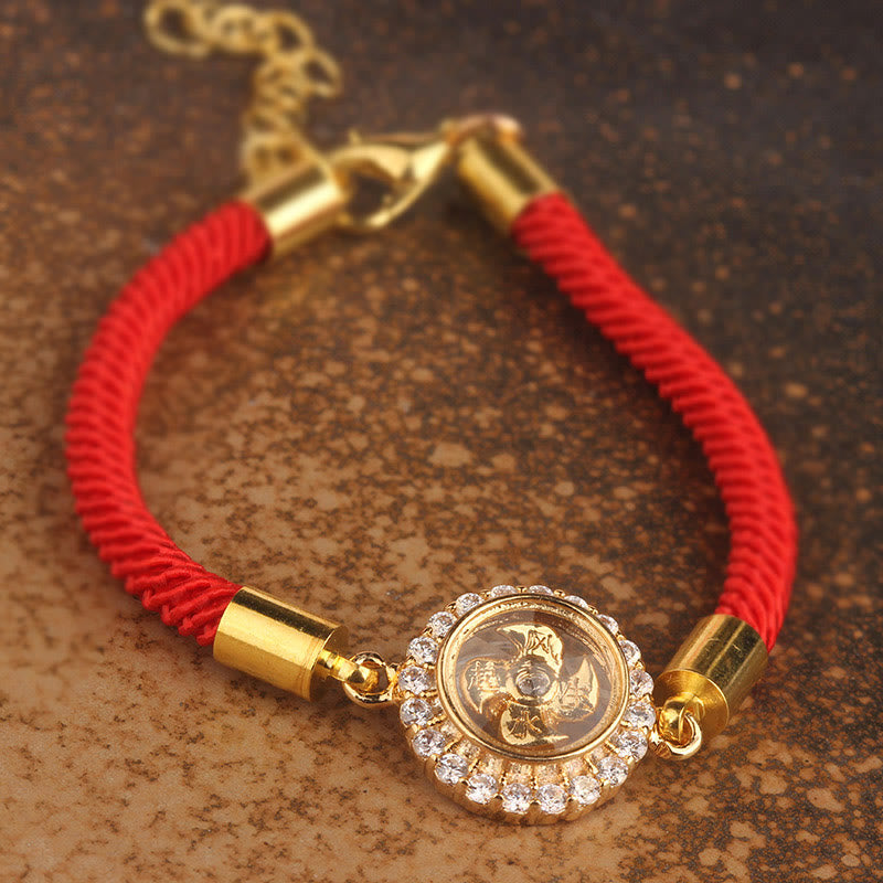 Bracelet Feng Shui en cuivre avec moulin à vent rotatif et fil rouge pour la protection