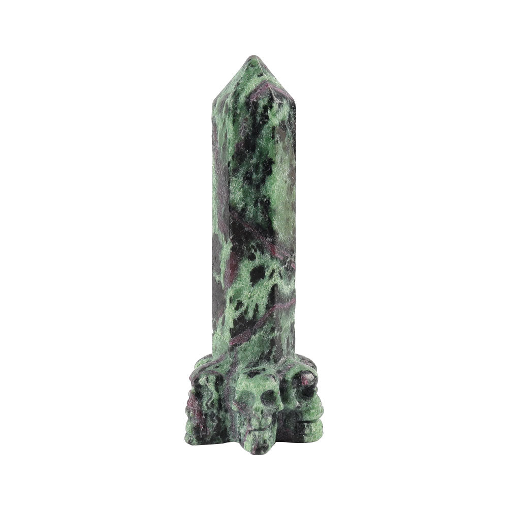 Ruby In Zoisite Crystal Tower with Skull Base 4 Inches